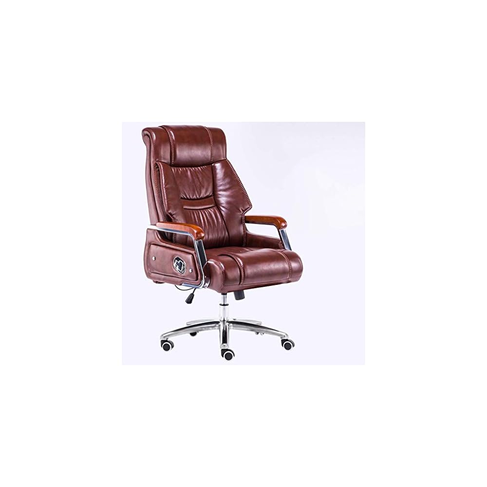 Stools Computer Chair Home Comfortable Lunch Break Chair Massage Reclining Office Chair Leather Boss Chair Lift Swivel Chair Backrest Chair (Color : PU Leather-Wine)