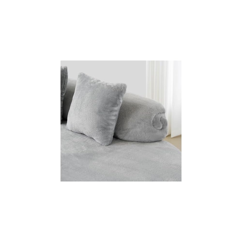 GDFStudio Modern Curved Modular Sofa Couch, Plush Upholstered Sectional Sofa for Living Room, Multi Person Seating with High Density Foam, Contemporary Lounge Furniture for Apartment, Grey