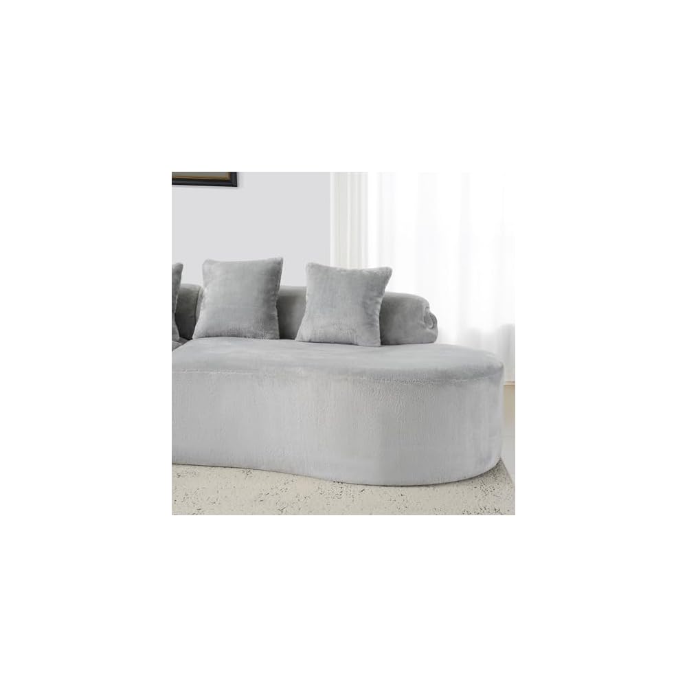 GDFStudio Modern Curved Modular Sofa Couch, Plush Upholstered Sectional Sofa for Living Room, Multi Person Seating with High Density Foam, Contemporary Lounge Furniture for Apartment, Grey