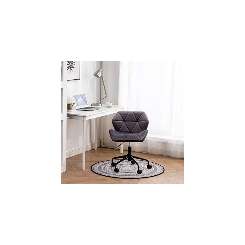 Modern Velvet Office Chair, Quilted Swivel Task Chair with Wheels, Navy Blue Eldon Diamond Tufted Adjustable Office Chair, Tufted Adjustable Swivel Gray