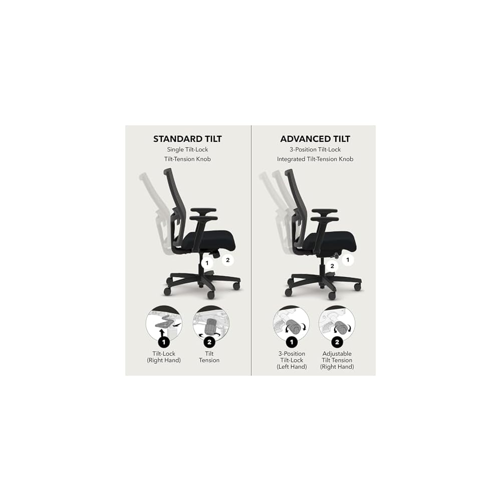 HON Ignition 2.0 Ergonomic Office Chair, Lumbar Support, Office Desk, Frost