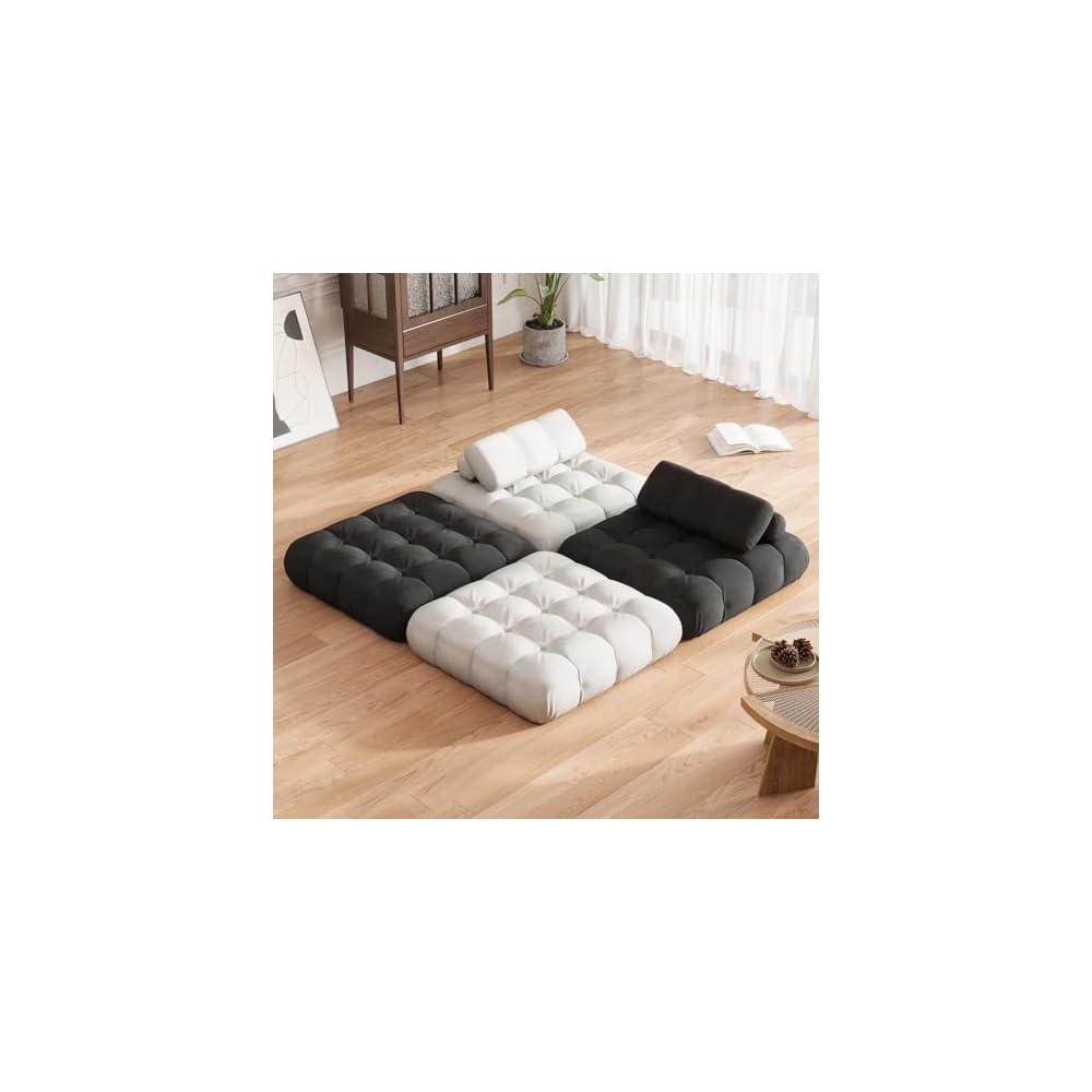 3-in-1 Folding Sofa Bed, 35.4" Convertible Sleeper Chair Bed with Pillow Back Support, Portable Pull Out Velvet Futon Lounge Couch, Comfy Floor Mattress for Living Room Bedroom - White, Single