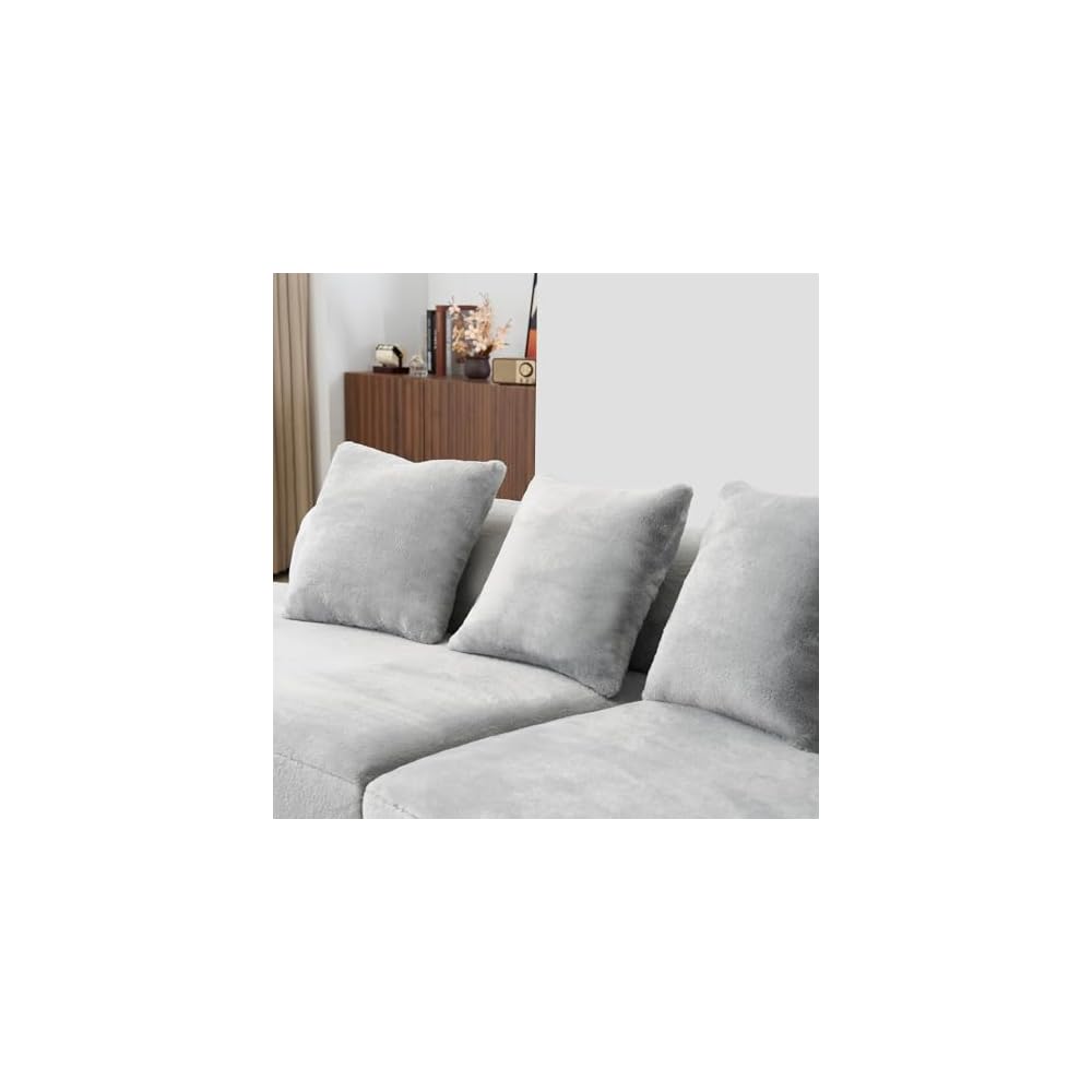 GDFStudio Modern Curved Modular Sofa Couch, Plush Upholstered Sectional Sofa for Living Room, Multi Person Seating with High Density Foam, Contemporary Lounge Furniture for Apartment, Grey