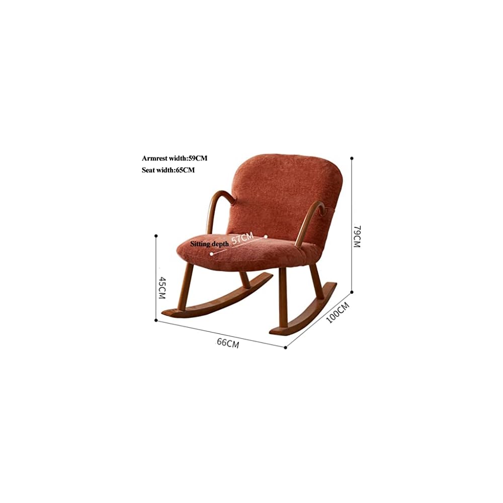 LSLYTQ Indoor Rocking Chair, Mid Century Wooden Rocking Chair, Single Sofa Reclin, Fabric Bedroom Living Room air, Solid Hardwood Base and Armrests