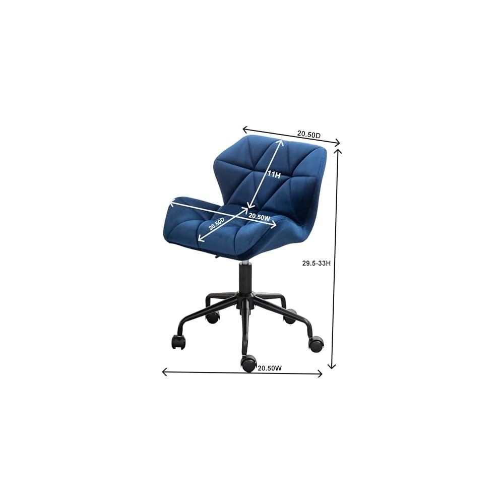 Modern Velvet Office Chair, Quilted Swivel Task Chair with Wheels, Navy Blue Eldon Diamond Tufted Adjustable Office Chair, Tufted Adjustable Swivel Gray