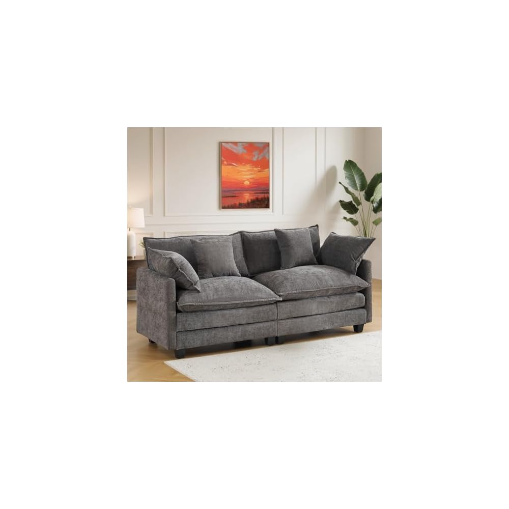 77" Cloud Sofa Loveseat & Couch｜Small 2-Seater Chenille Sectional Sofa with 29.1" Deep Seat｜FSC Certified Solid Wood & Metal Frame｜Easy Assembly & 1YR Guarantee｜ for Apartment Living Room Bedroom