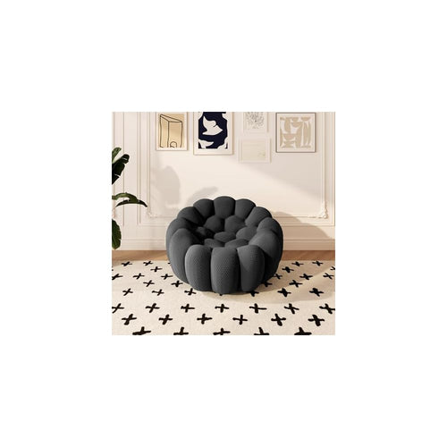 49.21'' Bubble Sofa, Oversized Bubble Couch Chair, Comfy Upholstered Mesh Fabric Floor Sofa, 3D Honeycomb Shape Modern Curved Couch for Living Room, Apartment, Small Space (Grey, 1 Seater)
