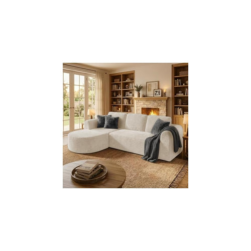108” Modular Sectional Sofa, Boneless Couches for Living Room, Deep Seat L-Shape Cloud Couch with Chaise,Comfy Sofa Freely Change Configurations No Assembly Required,Soft Plush Corduroy Fabric(Beige)