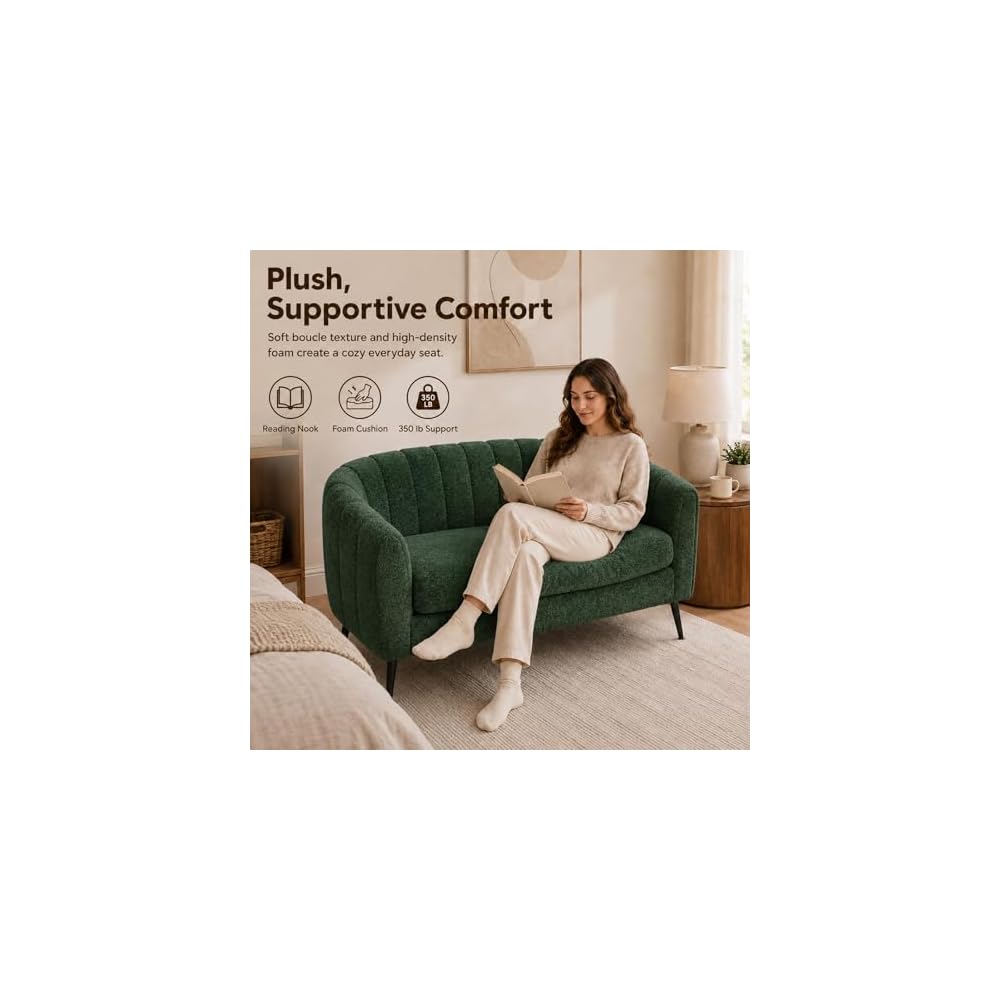 50.2'' Small Boucle Loveseat Sofa for Bedroom Apartment (Green)