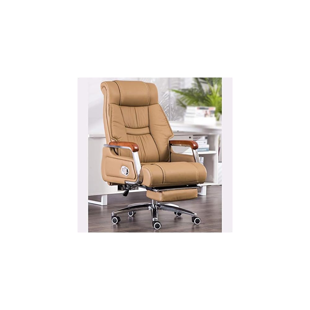 Stools Computer Chair Home Comfortable Lunch Break Chair Massage Reclining Office Chair Leather Boss Chair Lift Swivel Chair Backrest Chair (Color : PU Leather-Wine)
