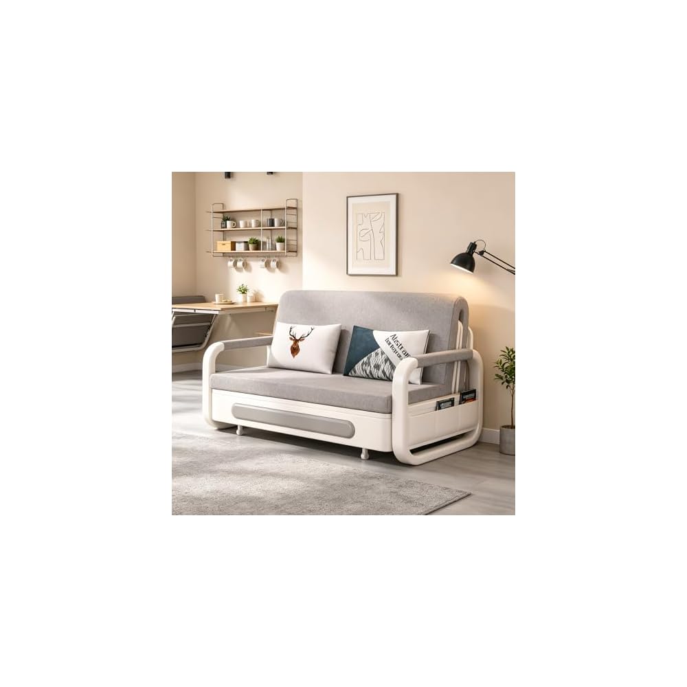 50.3" Pull Out Sofa Bed, Convertible Loveseat Sleeper with Trundle Gray