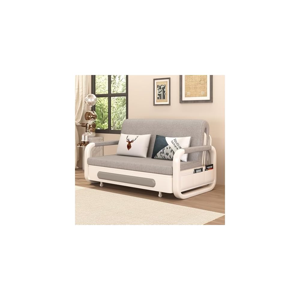 50.3" Pull Out Sofa Bed, Convertible Loveseat Sleeper with Trundle Gray