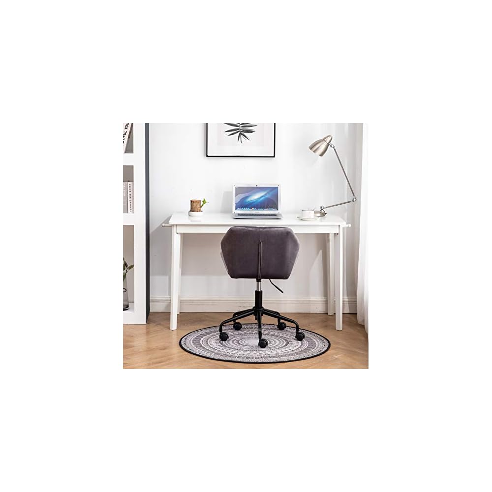Modern Velvet Office Chair, Quilted Swivel Task Chair with Wheels, Navy Blue Eldon Diamond Tufted Adjustable Office Chair, Tufted Adjustable Swivel Gray