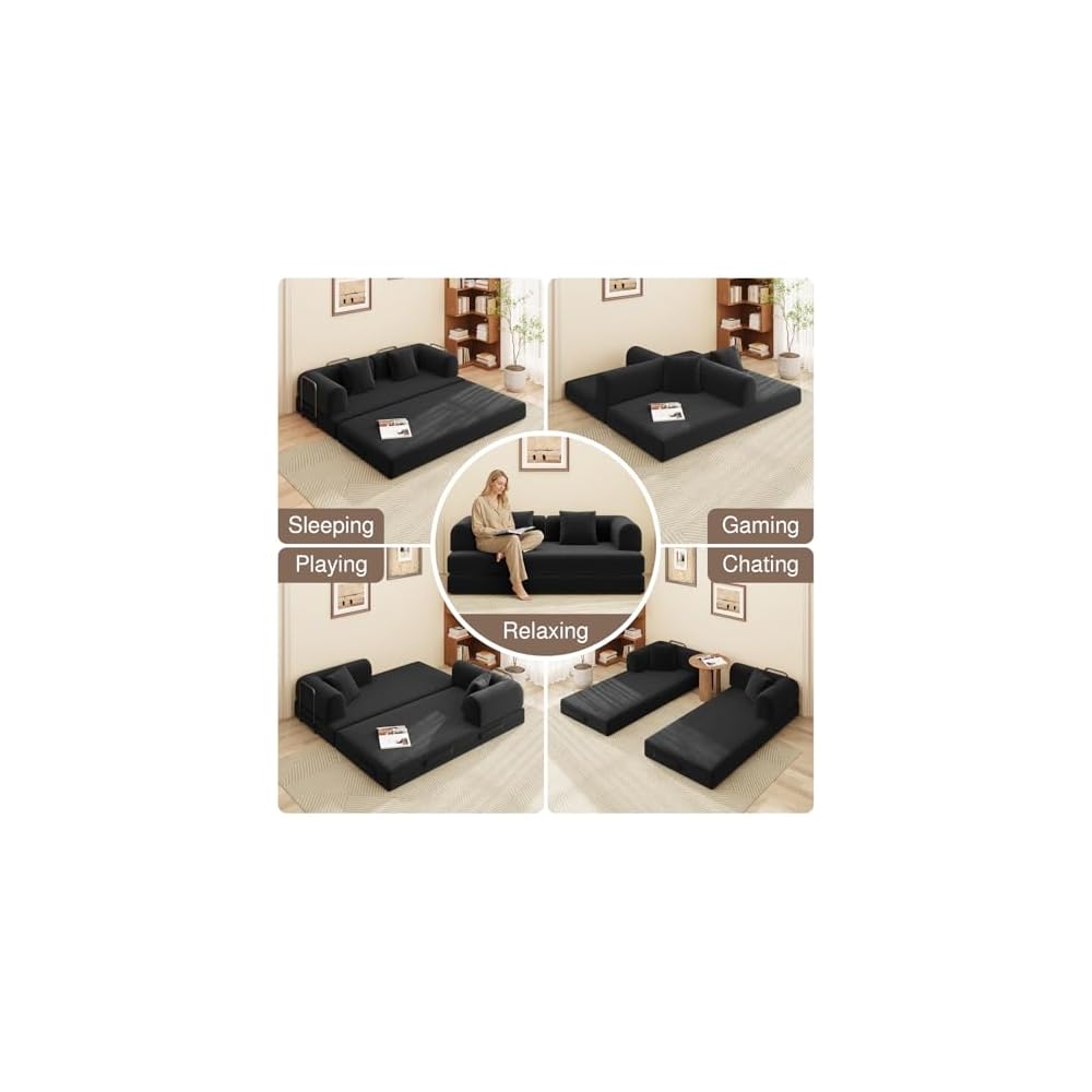 Ahomly 78.8'' Convertible Sofa Bed,5-in-1 Boneless Couch, No Assembly