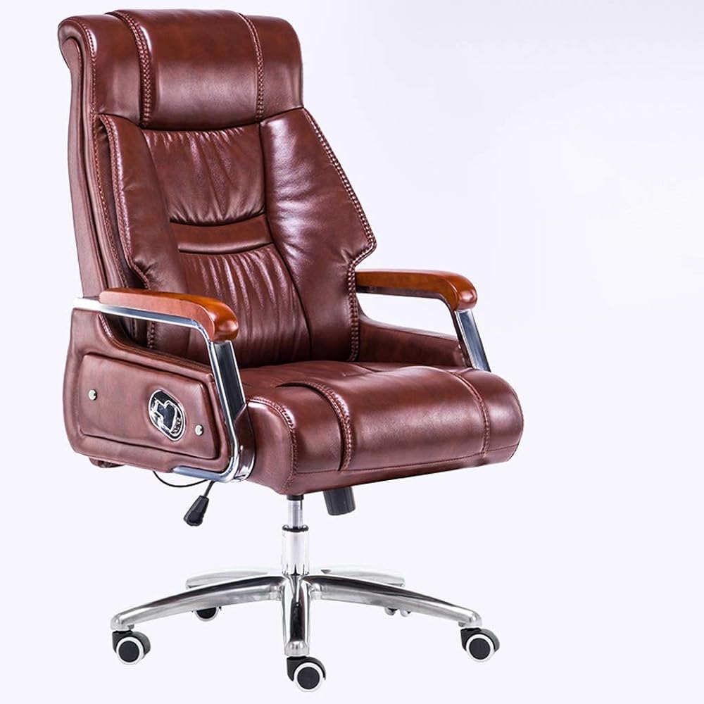Stools Computer Chair Home Comfortable Lunch Break Chair Massage Reclining Office Chair Leather Boss Chair Lift Swivel Chair Backrest Chair (Color : PU Leather-Wine)