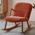 LSLYTQ Indoor Rocking Chair, Mid Century Wooden Rocking Chair, Single Sofa Reclin, Fabric Bedroom Living Room air, Solid Hardwood Base and Armrests