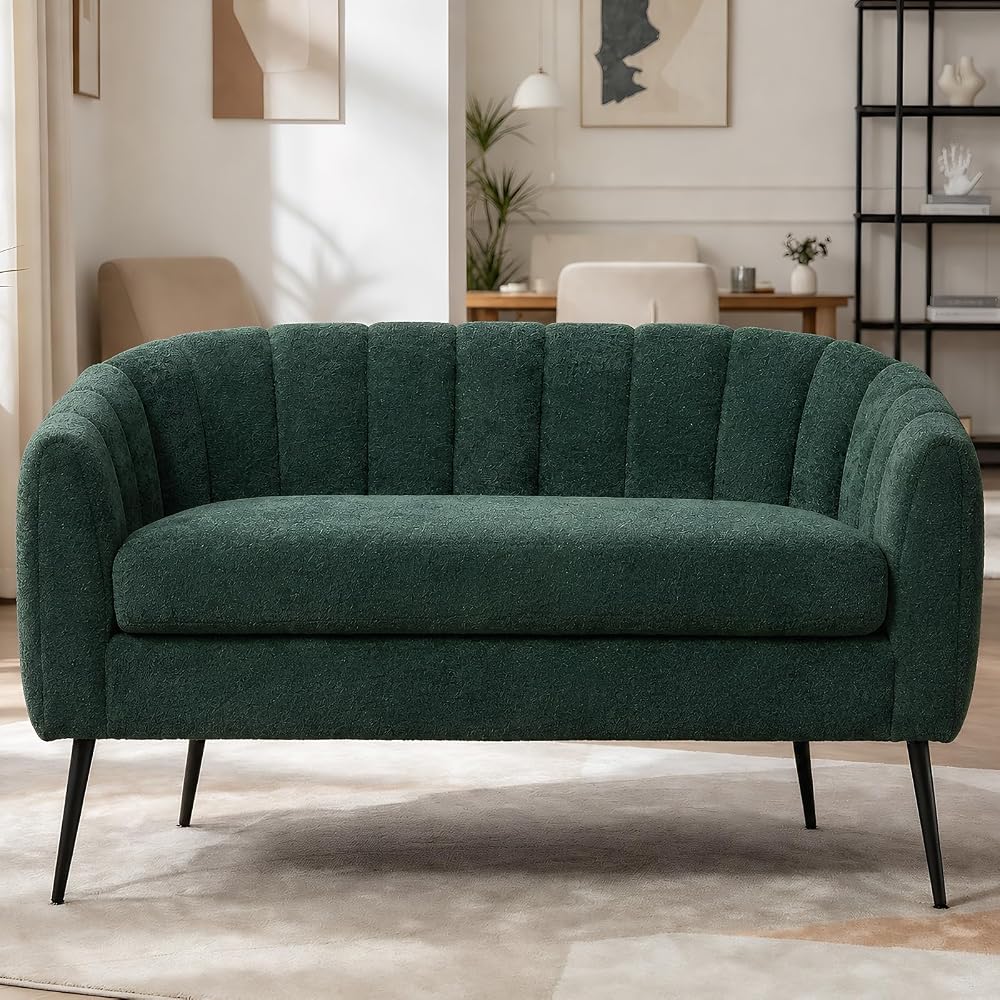 50.2'' Small Boucle Loveseat Sofa for Bedroom Apartment (Green)